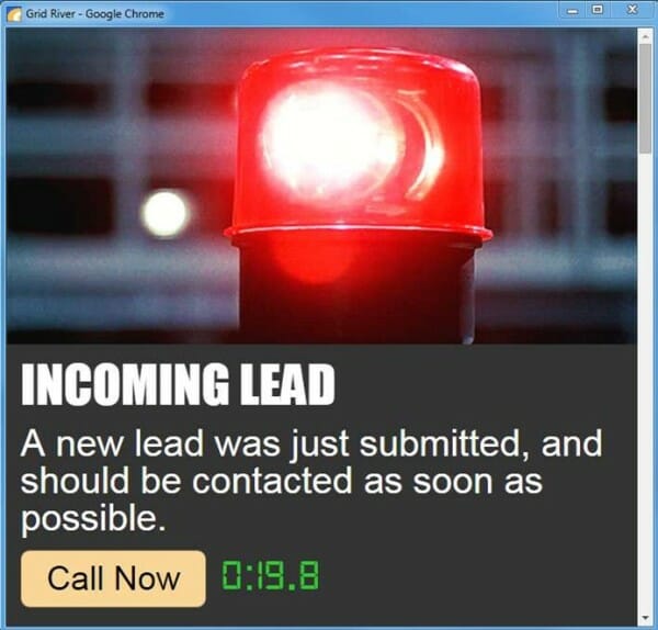 incoming lead alert example