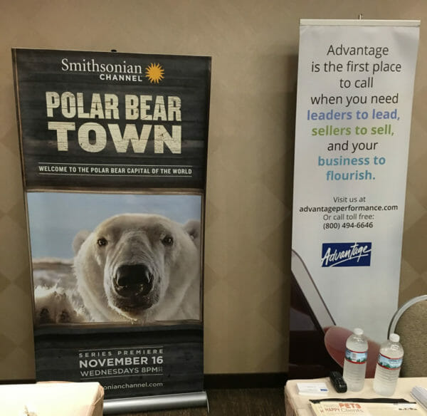 The Advantage exhibition booth was next to one for the Smithsonian Channel featuring Polar Bear Town
