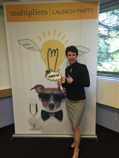 Tricia Garwood shows her Multipliers spirit at our Oct. 7 launch party in Philadelphia