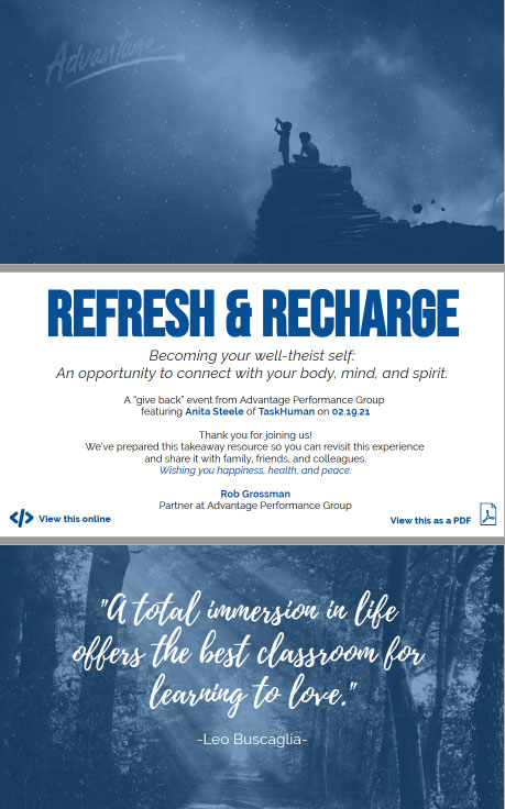 Become your well-theist self - An Advantage give-back event