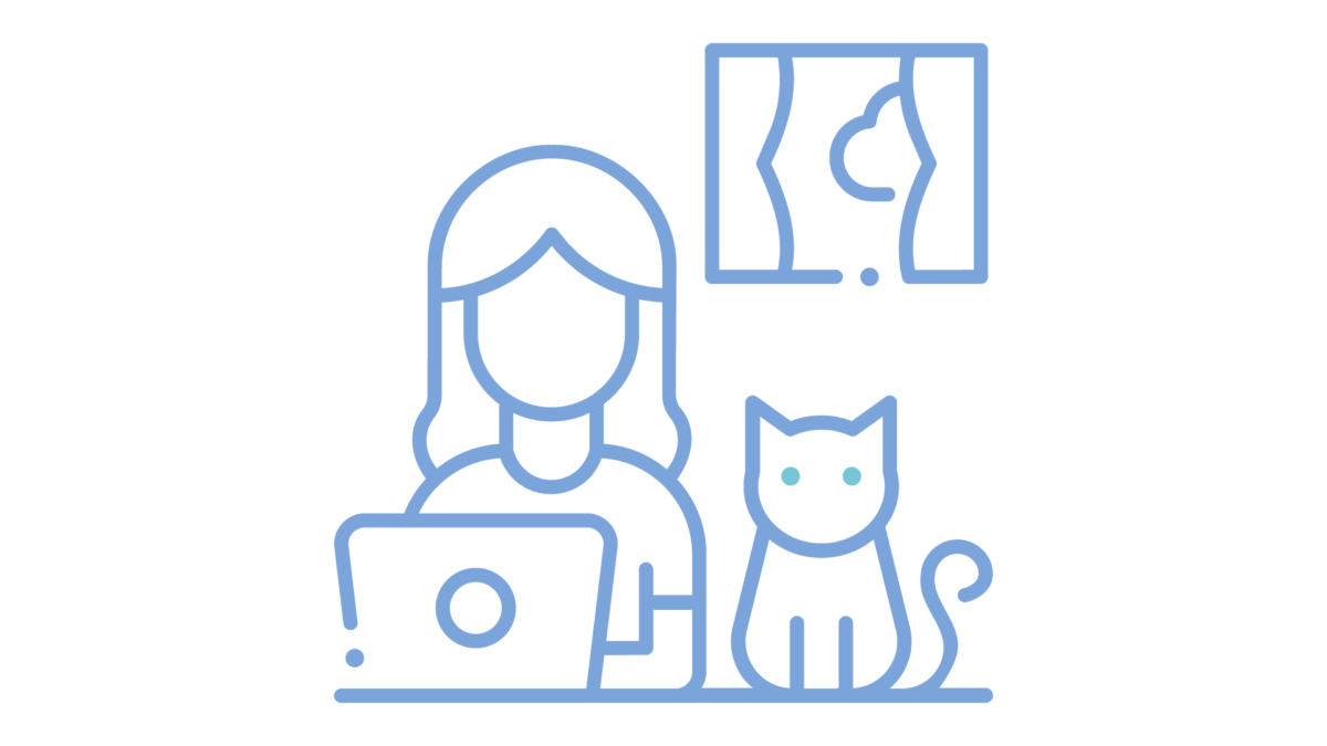 Talent Development Tuesday - The future of work? (artwork of a girl working from home with a cat)
