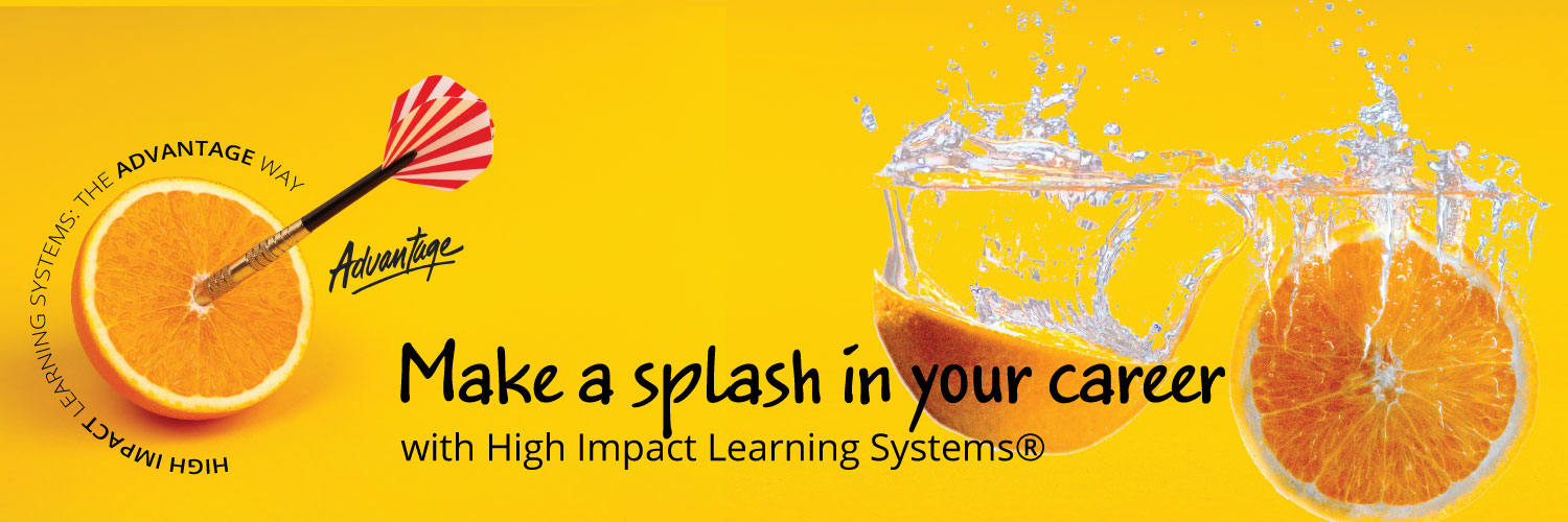 Make a splash in your career with High Impact Learning Systems Certification (oranges being dropped in water)