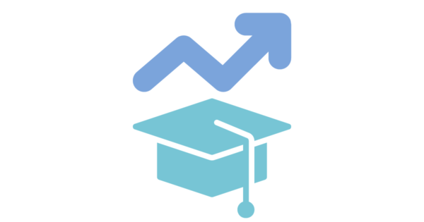 Talent Development Tuesday - Meeting the 2023 trends in L&D (icons of trend chart and mortarboard)