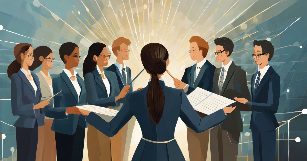 Symphony conductor as manager concept (AI generated)