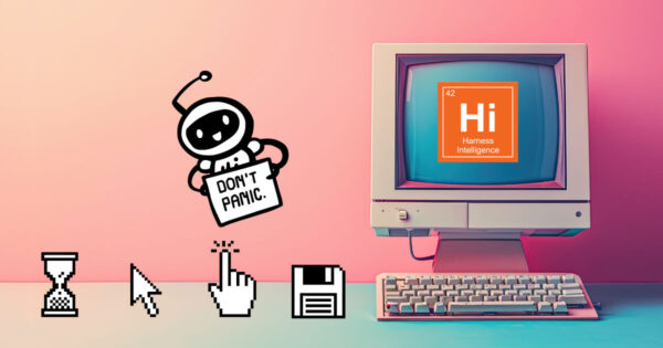 What can we learn about generative AI from the PC revolution (vintage PC illustration with Hi AI bot)