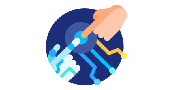 Talent Development Tuesday - Bottoms-up AI innovation (human finger and robot finder touching)