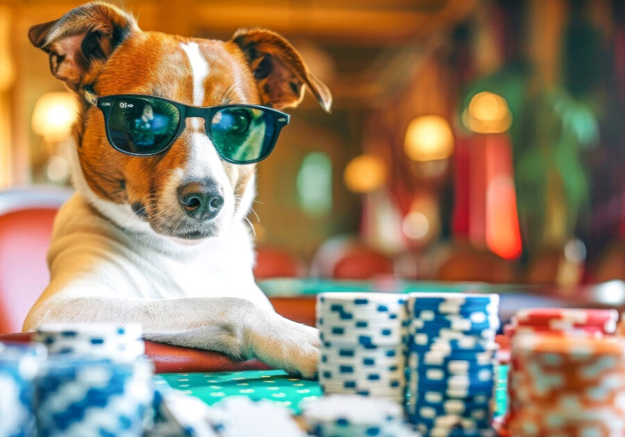 What betting and overconfidence can teach us about decision-making (dog I'm sunglasses at a poker table)